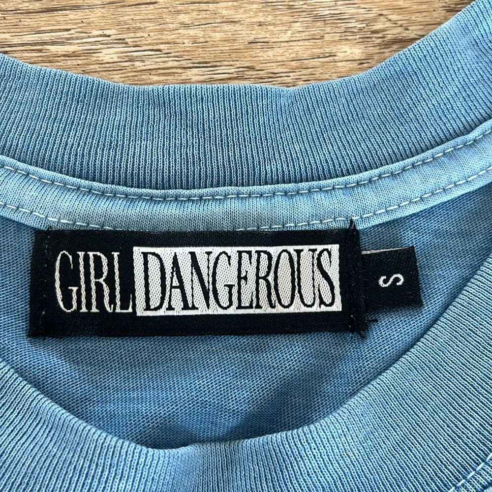 Girl Dangerous Sweet Life Boyfriend Tee | Denim Blue Oversized Fit | Size Small - Picture 10 of 14